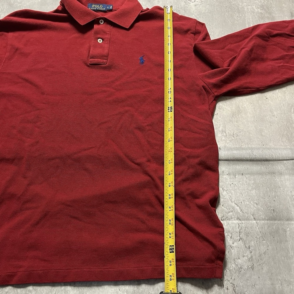 Polo Ralph Lauren Long Sleeve Red Button Polo - 100% Cotton - W/ Pony Mens Large - Picture 6 of 9